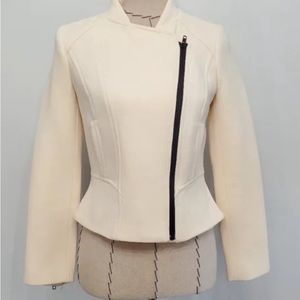 MILLY of New York cream wool blend structured moto style jacket